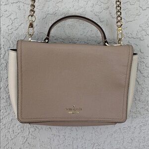 Kate Spade Beige and White Handbag with removable long strap